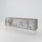 FADE IN THE TREES 3-Door TV Stand in Grey Finish