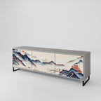 JAPANESE LANDSCAPE 3-Door TV Stand in Grey Finish