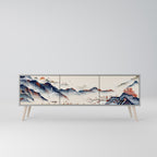 JAPANESE LANDSCAPE 3-Door TV Stand in Grey Finish