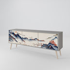 JAPANESE LANDSCAPE 3-Door TV Stand in Grey Finish