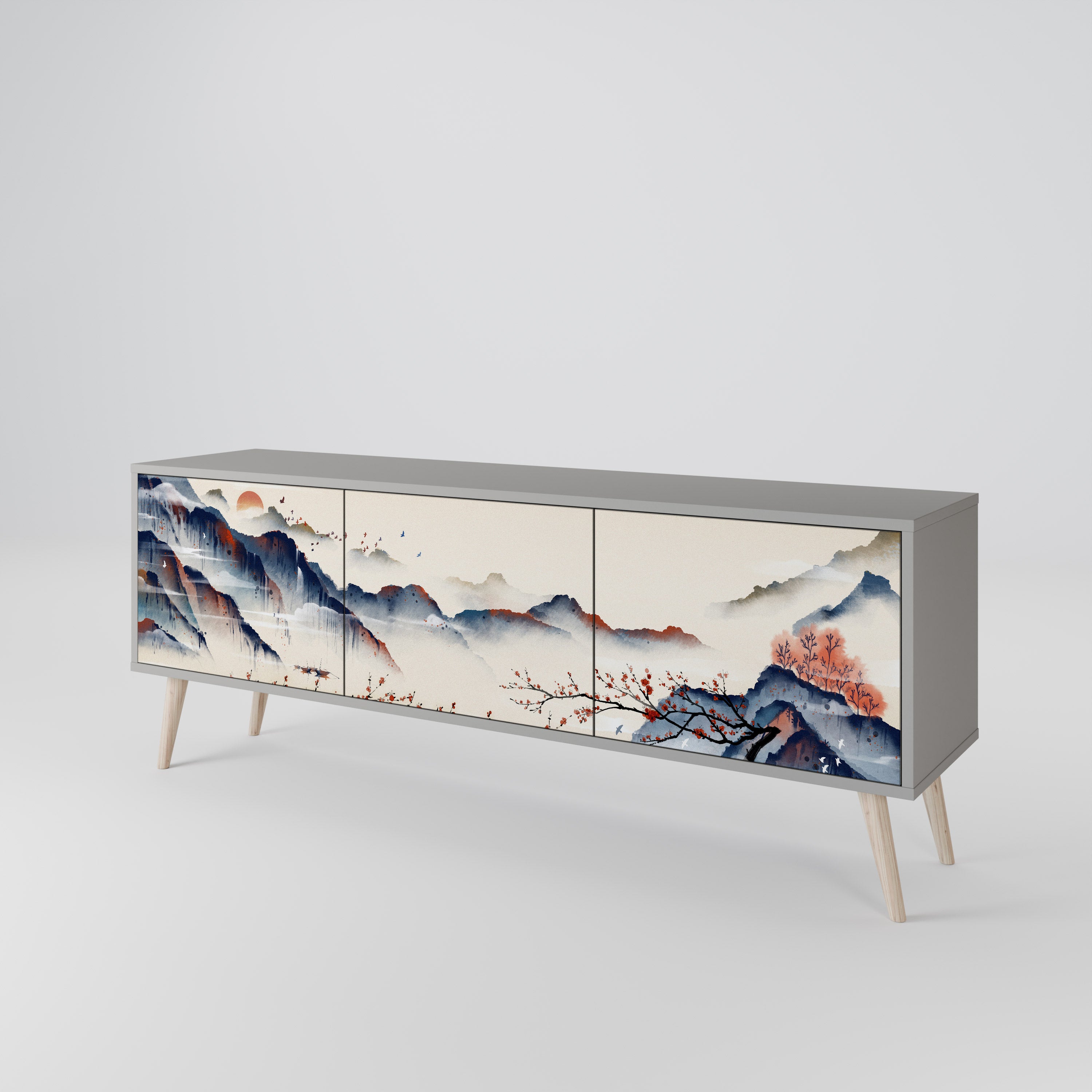 JAPANESE LANDSCAPE TV-bänk med 3 dörrar