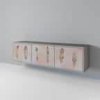 THE DELIQUESCE 3-Door TV Stand in Grey Finish