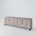 THE DELIQUESCE 3-Door TV Stand in Grey Finish