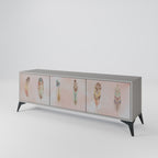 THE DELIQUESCE 3-Door TV Stand in Grey Finish