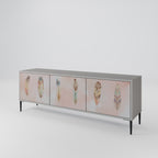 THE DELIQUESCE 3-Door TV Stand in Grey Finish