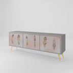 THE DELIQUESCE 3-Door TV Stand in Grey Finish