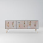 THE DELIQUESCE 3-Door TV Stand in Grey Finish