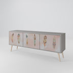 THE DELIQUESCE 3-Door TV Stand in Grey Finish