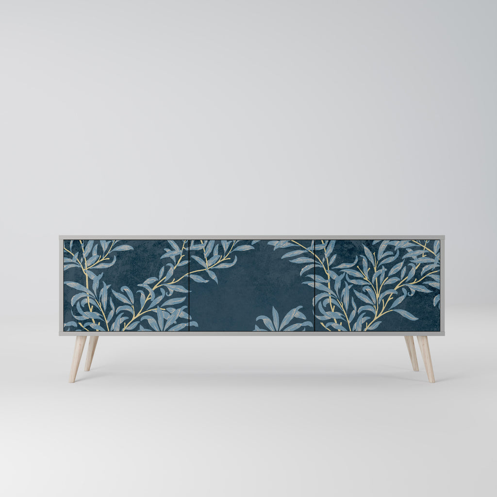 BLUE LEAVES 3-dörrars TV-bänk i grå finish