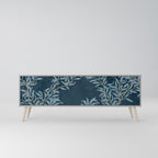 BLUE LEAVES 3-Door TV Stand in Grey Finish