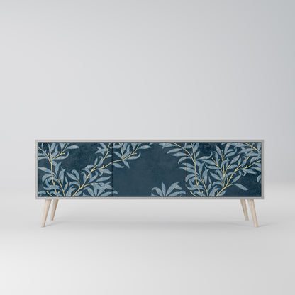 BLUE LEAVES 3-dörrars TV-bänk i grå finish