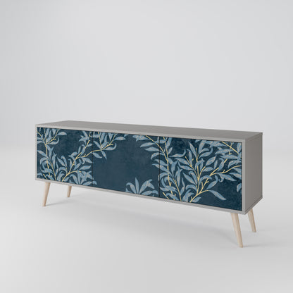 BLUE LEAVES TV-bänk med 3 dörrar