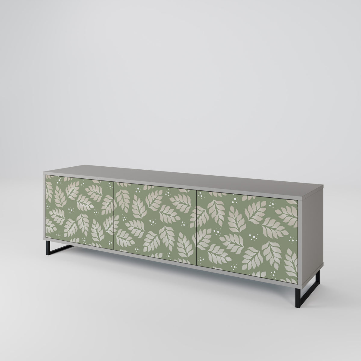 LEAVES ON GREEN TV-bänk med 3 dörrar