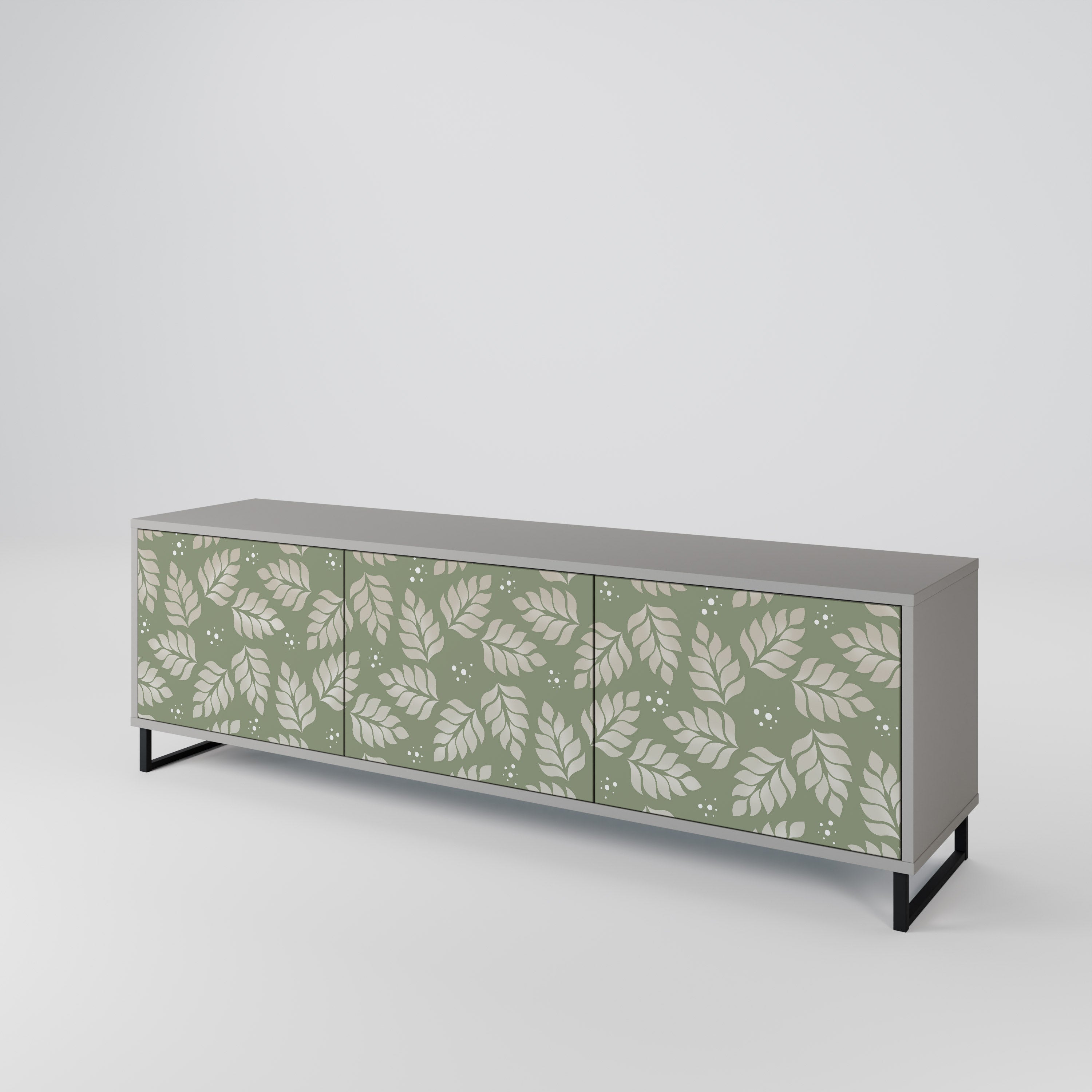 LEAVES ON GREEN TV-bänk med 3 dörrar