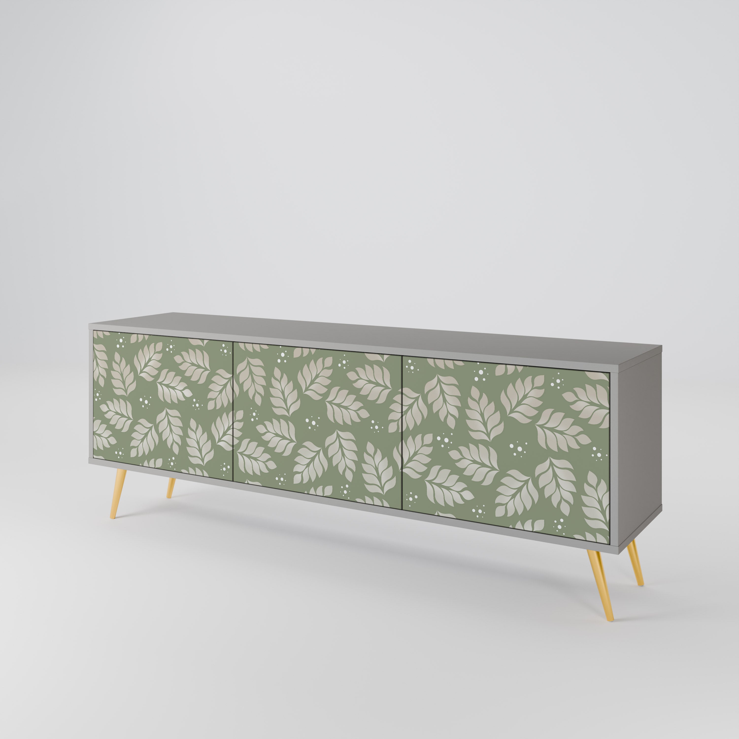 LEAVES ON GREEN TV-bänk med 3 dörrar