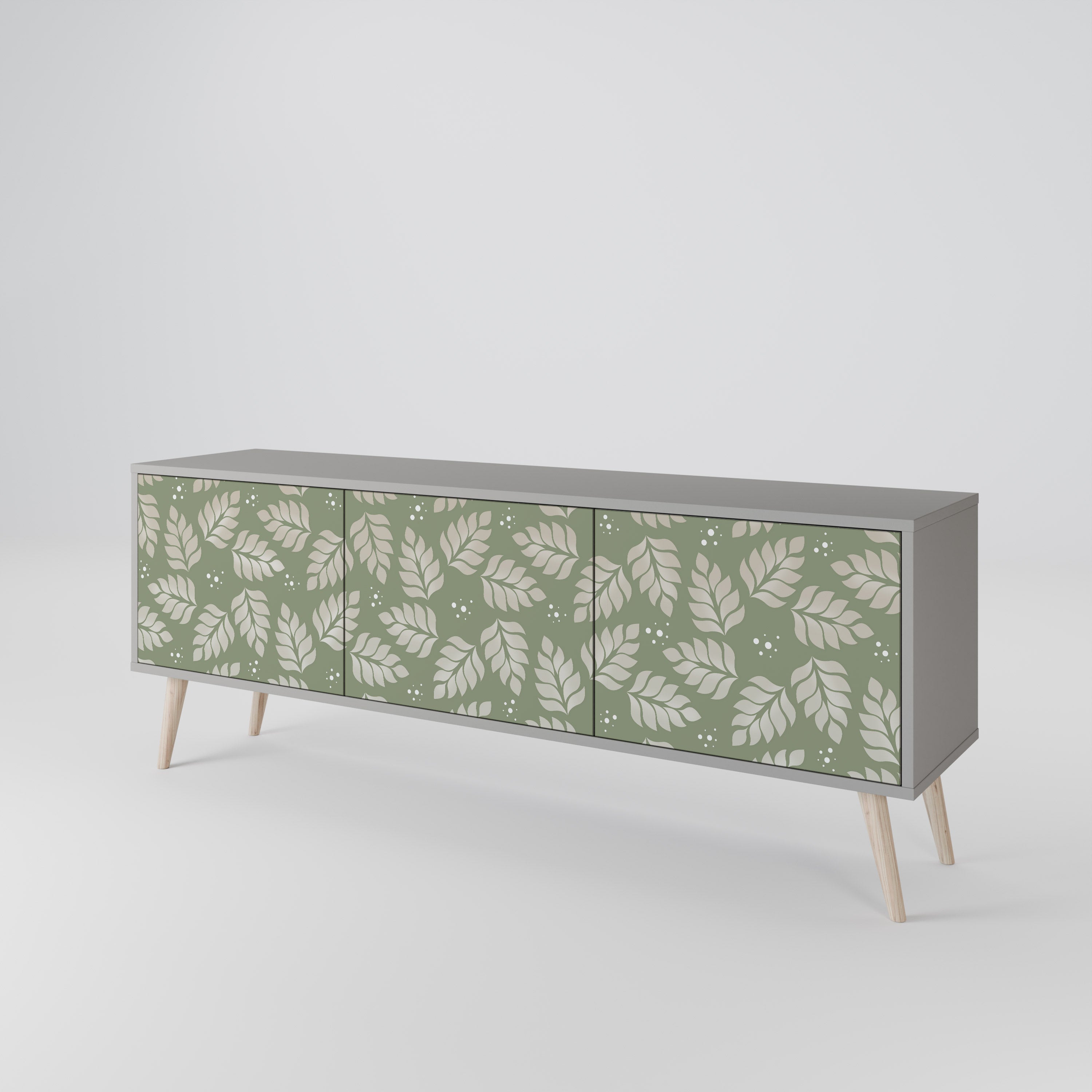 LEAVES ON GREEN TV-bänk med 3 dörrar