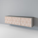 LEAVES ON BEIGE 3-Door TV Stand in Grey Finish