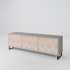 LEAVES ON BEIGE 3-Door TV Stand in Grey Finish