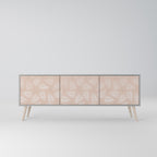 LEAVES ON BEIGE 3-Door TV Stand in Grey Finish