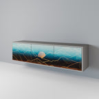 LUNAR SECRETS 3-Door TV Stand in Grey Finish