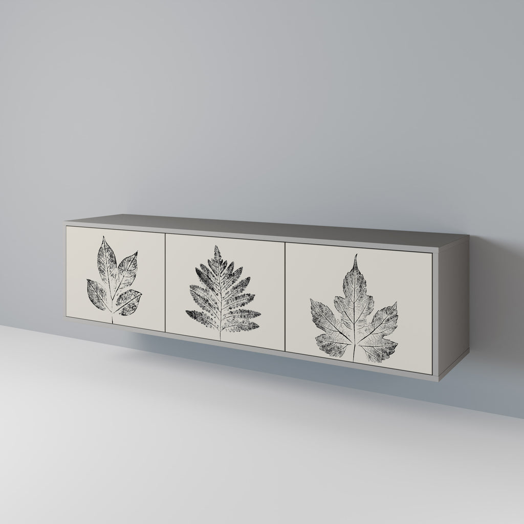 LEAFY STAMPS 3-dörrars TV-bänk i grå finish