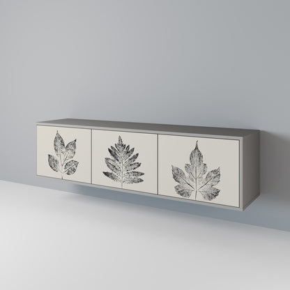 LEAFY STAMPS 3-dörrars TV-bänk i grå finish