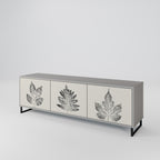 LEAFY STAMPS 3-Door TV Stand in Grey Finish