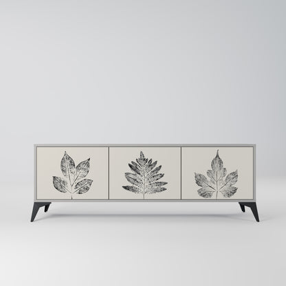LEAFY STAMPS 3-dörrars TV-bänk i grå finish