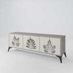 LEAFY STAMPS 3-Door TV Stand in Grey Finish
