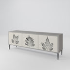 LEAFY STAMPS 3-Door TV Stand in Grey Finish