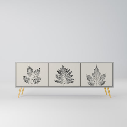 LEAFY STAMPS 3-dörrars TV-bänk i grå finish