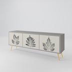 LEAFY STAMPS 3-Door TV Stand in Grey Finish