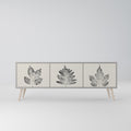 LEAFY STAMPS 3-Door TV Stand in Grey Finish