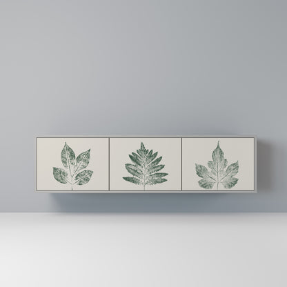 GREEN LEAFY STAMPS 3-dörrars TV-bänk i grå finish