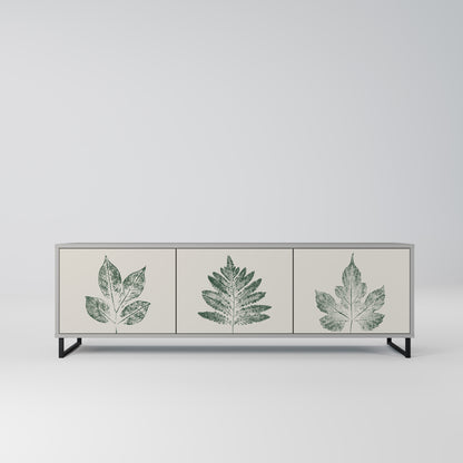 GREEN LEAFY STAMPS 3-dörrars TV-bänk i grå finish