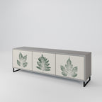 GREEN LEAFY STAMPS 3-Door TV Stand in Grey Finish