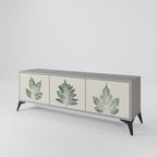 GREEN LEAFY STAMPS 3-Door TV Stand in Grey Finish