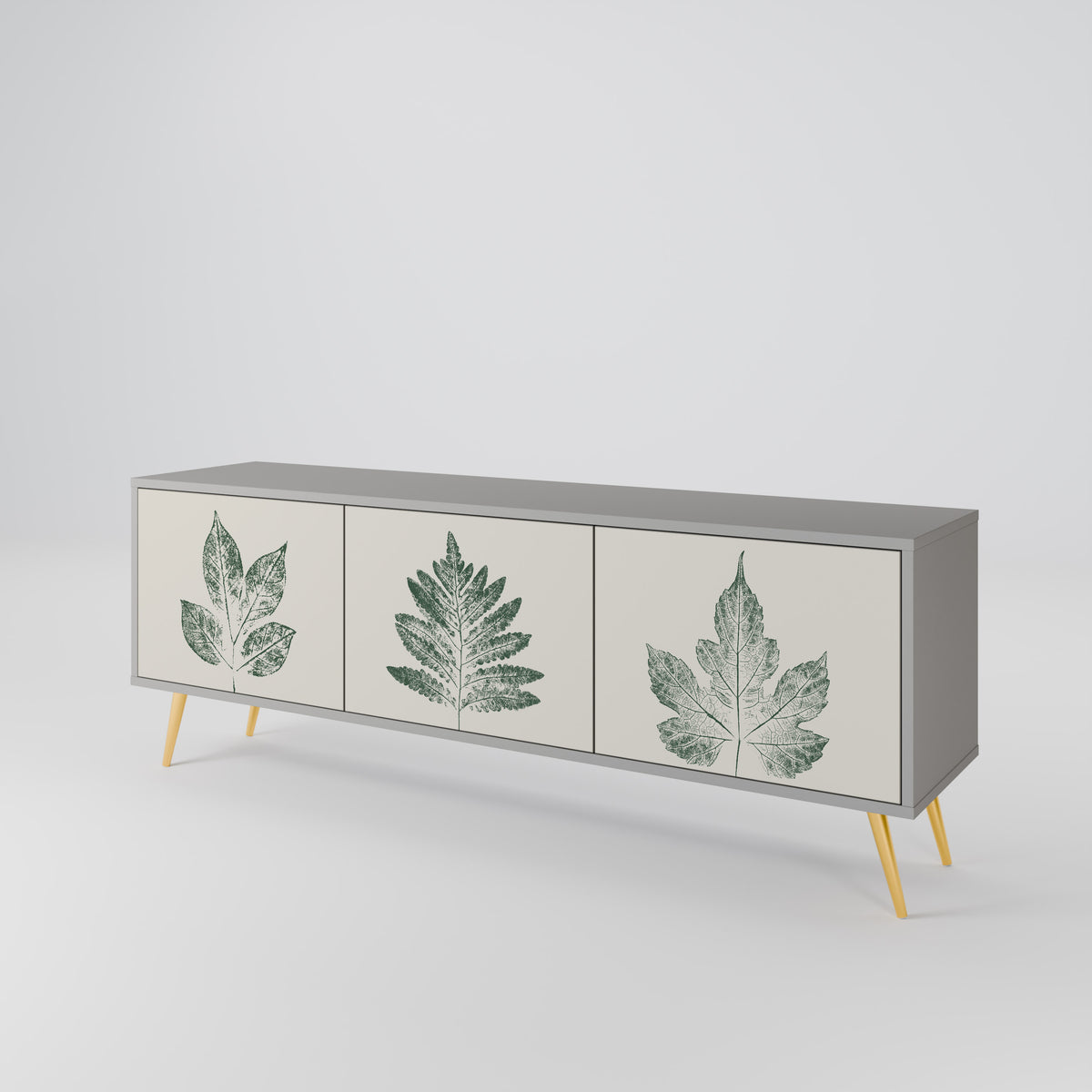 GREEN LEAFY STAMPS 3-Door TV Cabinet