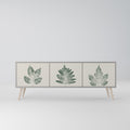 GREEN LEAFY STAMPS 3-Door TV Stand in Grey Finish