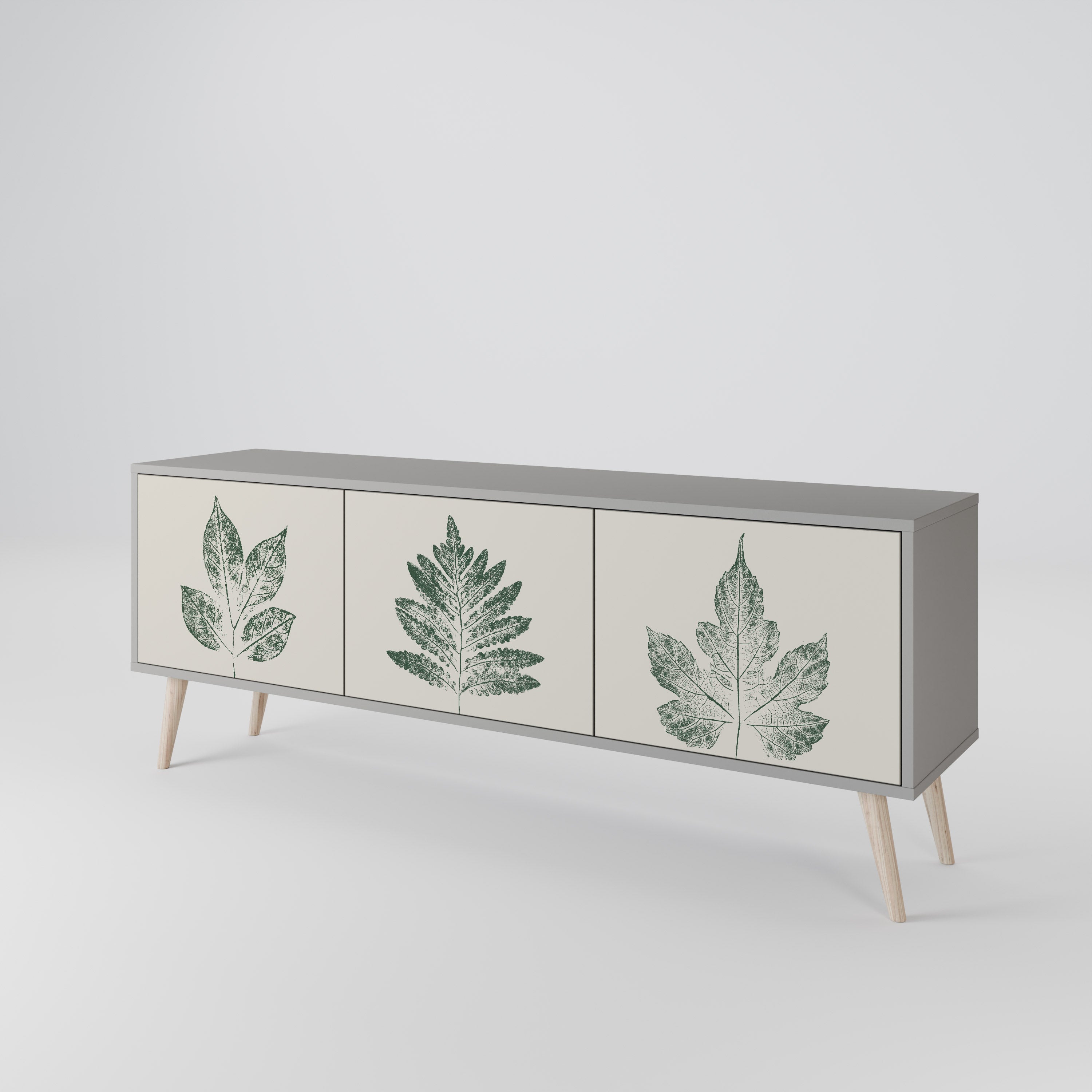 GREEN LEAFY STAMPS TV-bänk med 3 dörrar