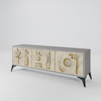 SAND SCULPTURES 3-Door TV Stand in Grey Finish