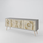 SAND SCULPTURES 3-Door TV Stand in Grey Finish