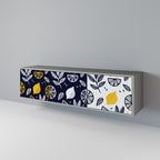 CITRUS BLACK AND WHITE 3-Door TV Stand in Grey Finish