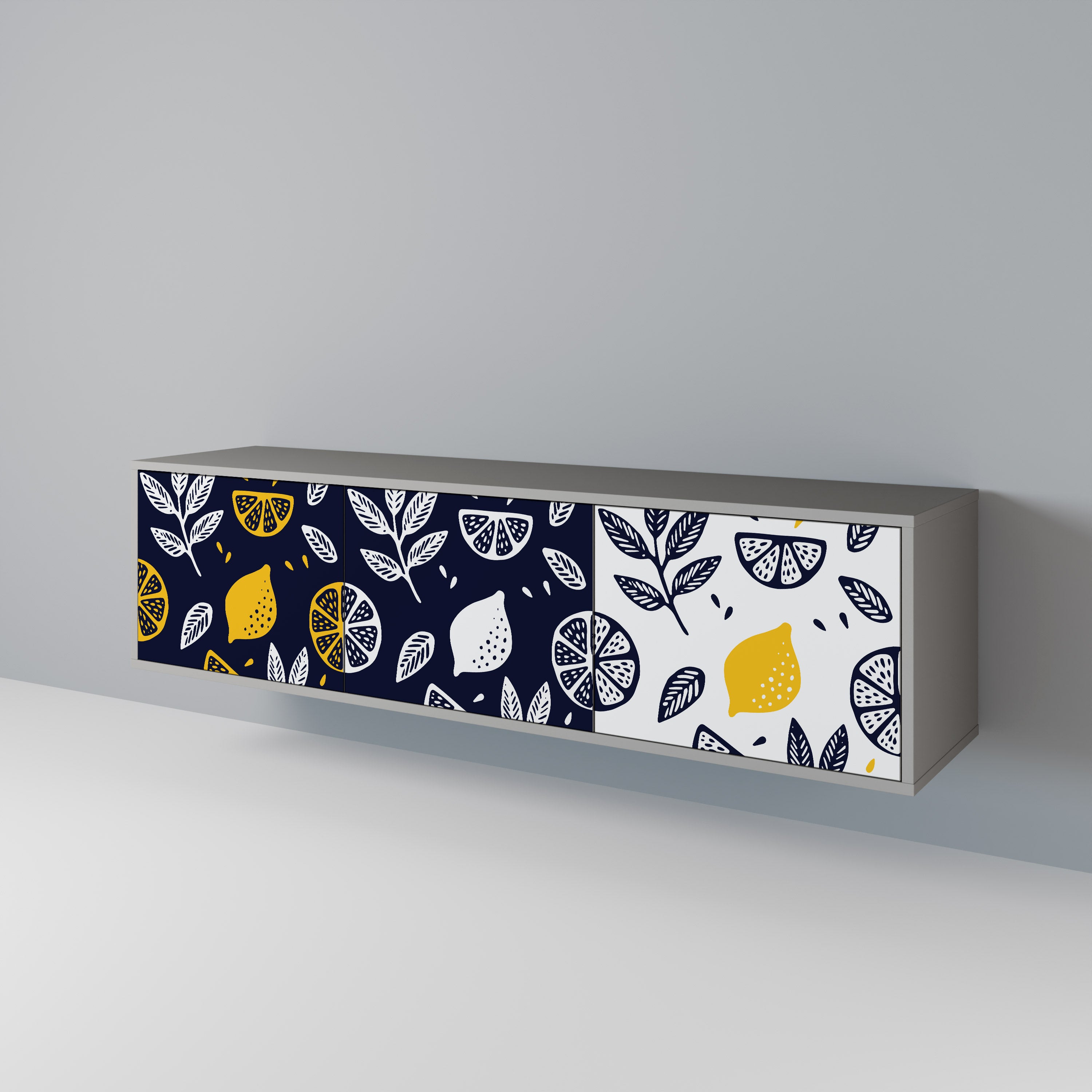CITRUS BLACK AND WHITE TV-bänk med 3 dörrar