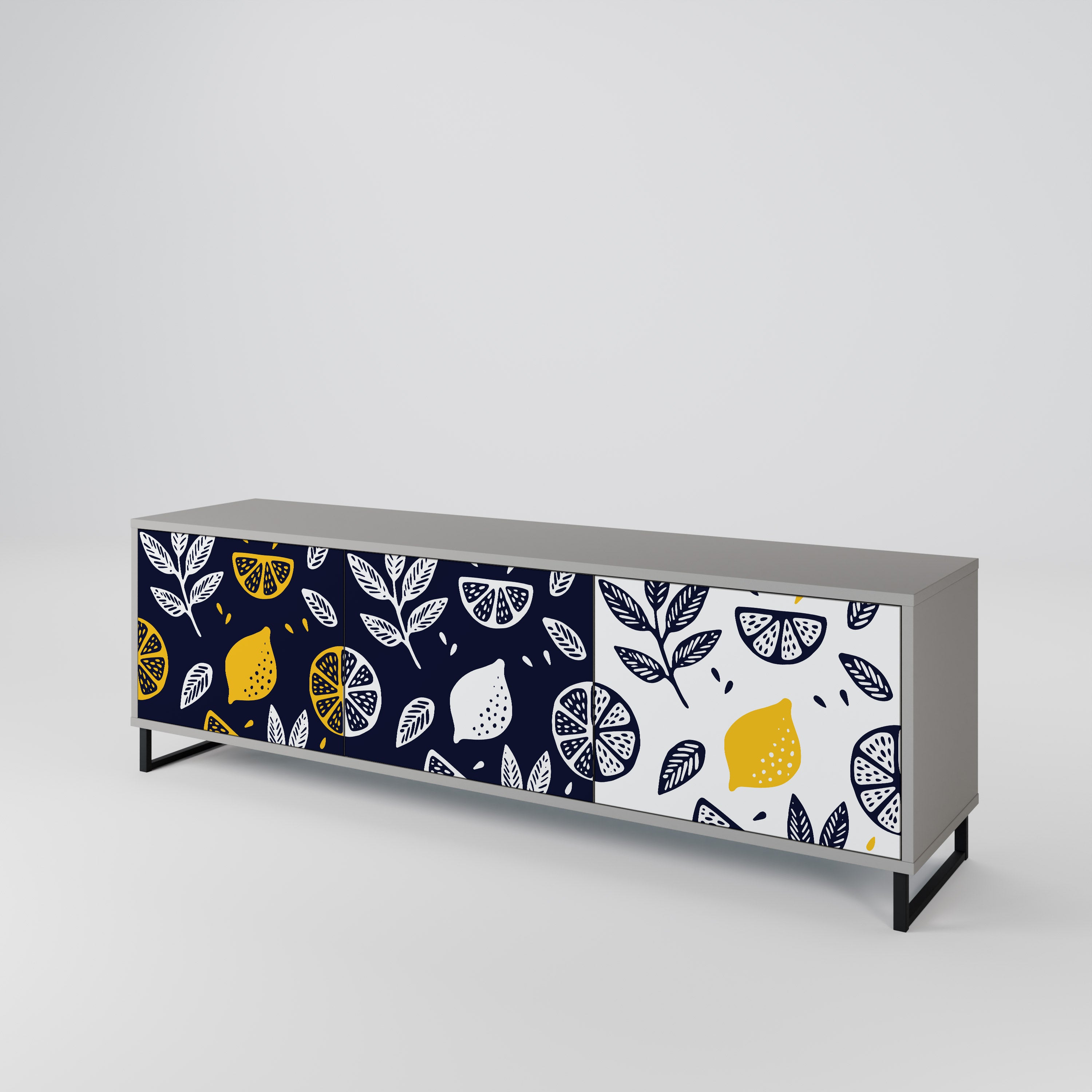 CITRUS BLACK AND WHITE TV-bänk med 3 dörrar