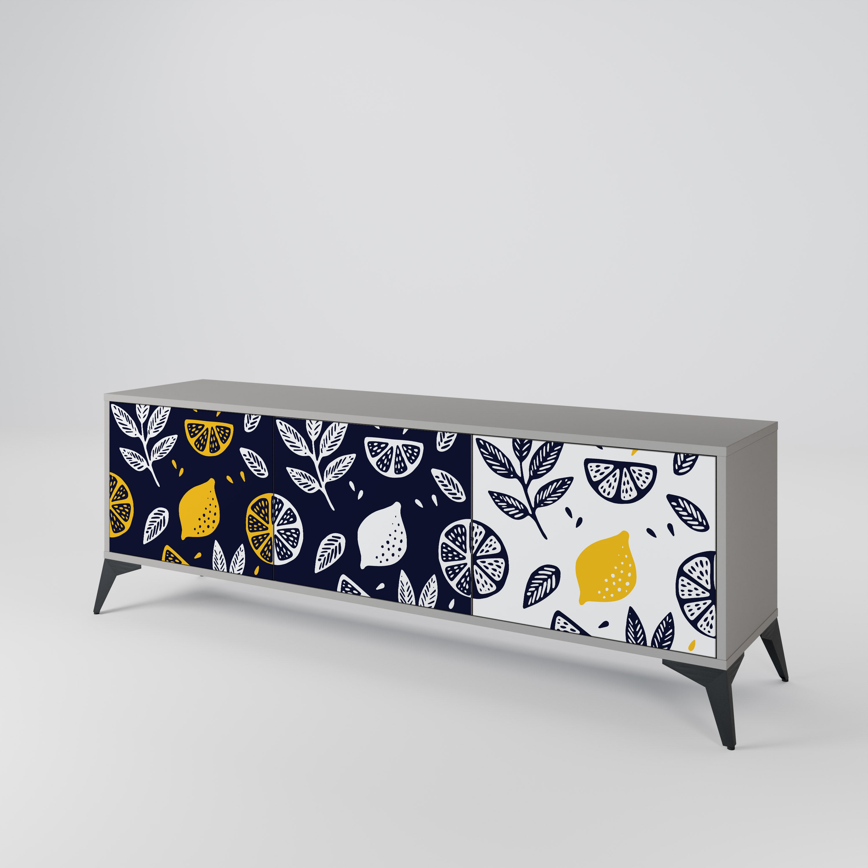 CITRUS BLACK AND WHITE TV-bänk med 3 dörrar