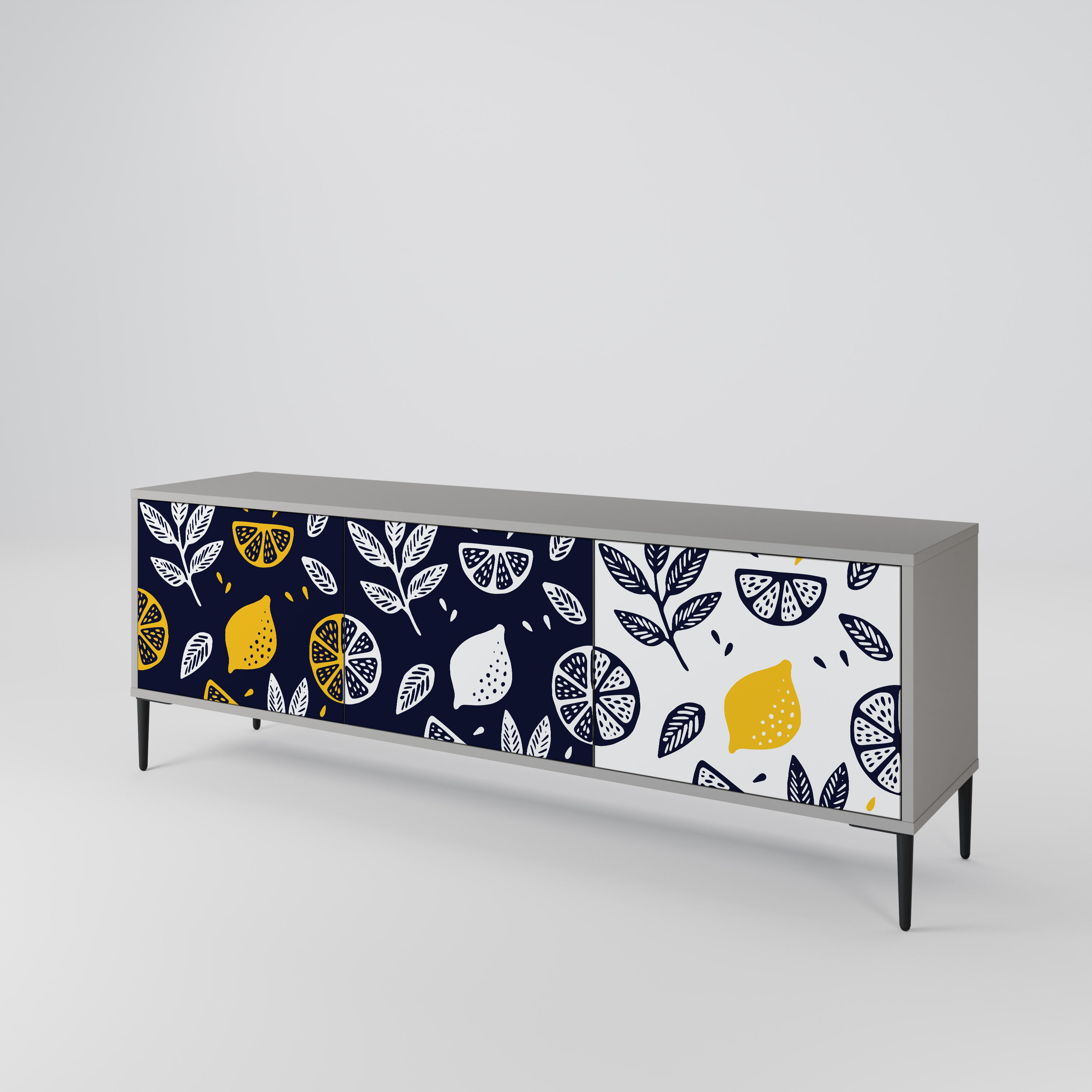 CITRUS BLACK AND WHITE TV-bänk med 3 dörrar