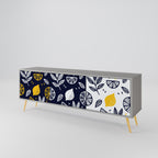 CITRUS BLACK AND WHITE 3-Door TV Stand in Grey Finish