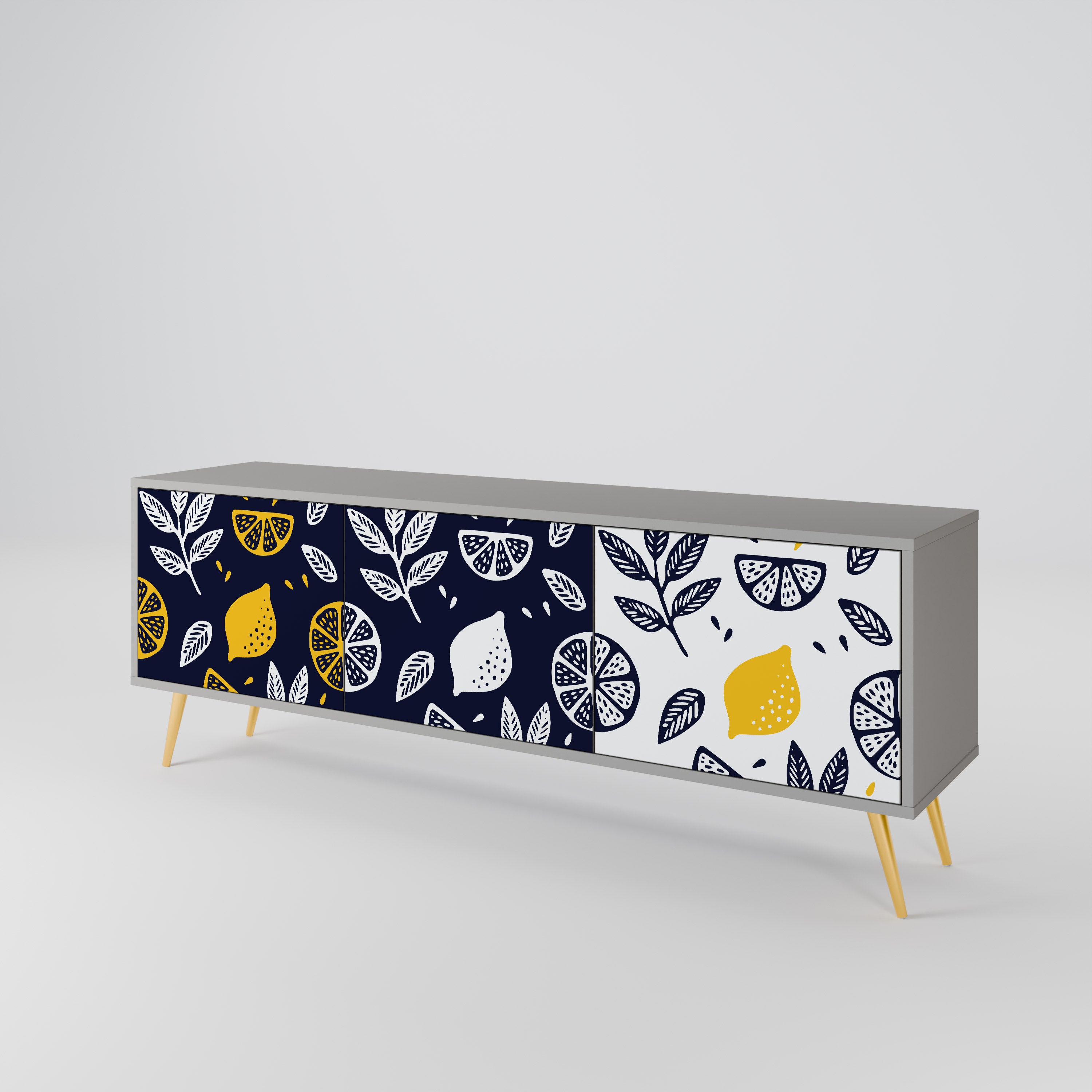 CITRUS BLACK AND WHITE TV-bänk med 3 dörrar