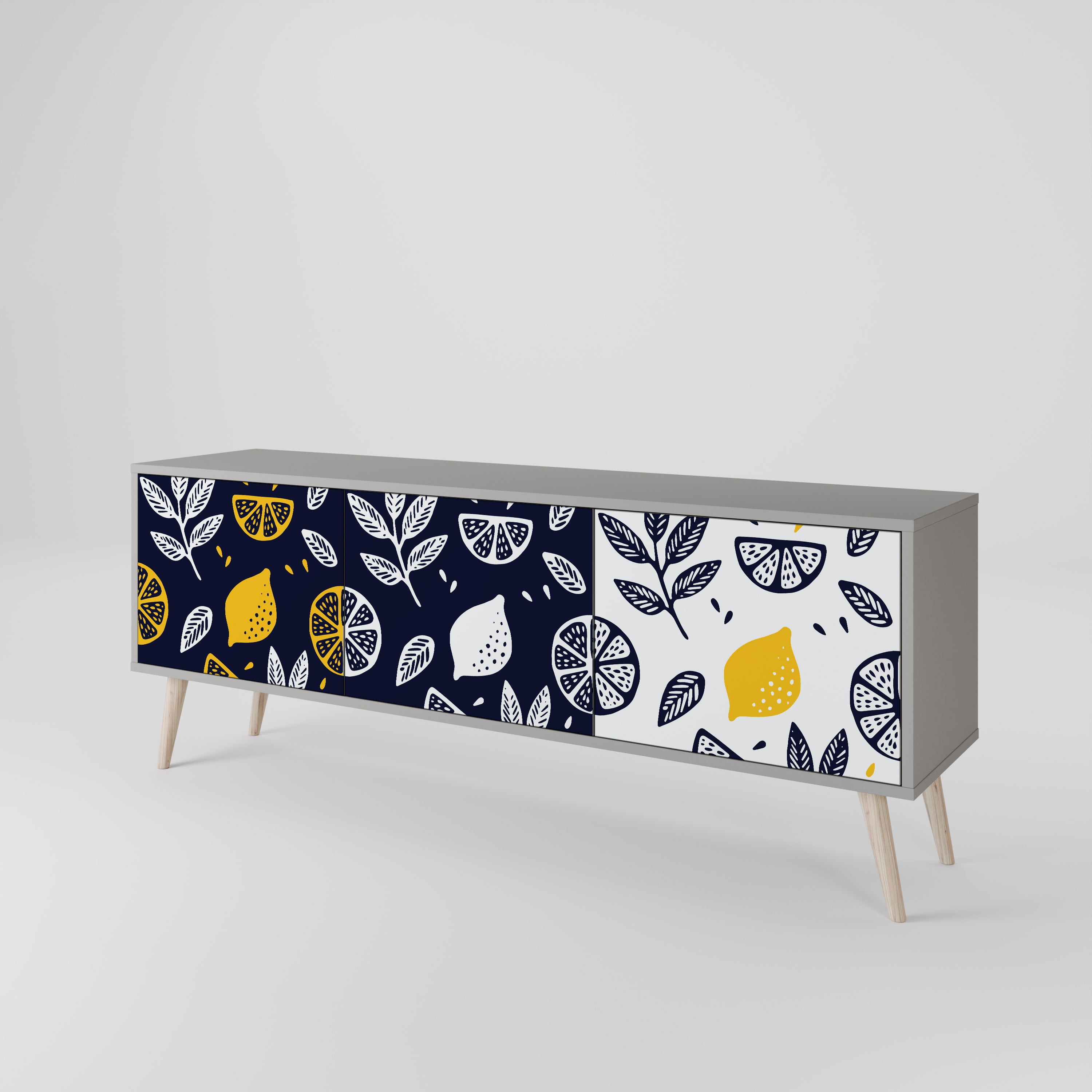 CITRUS BLACK AND WHITE TV-bänk med 3 dörrar